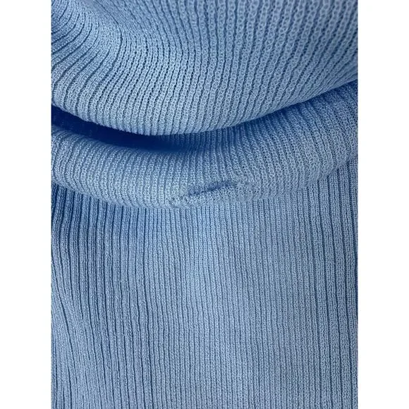 SEROYA Galli Mini Dress Ribbed Off The Shoulder Sexy Elegant Minimalist  Blue M